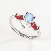 Silver Blue Moonlight Stone Angel Demon Ring – Everyday Gifts — 4