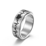 Titanium Steel Rotating ECG Couple Ring Stainless – Gifts for Couples — 5