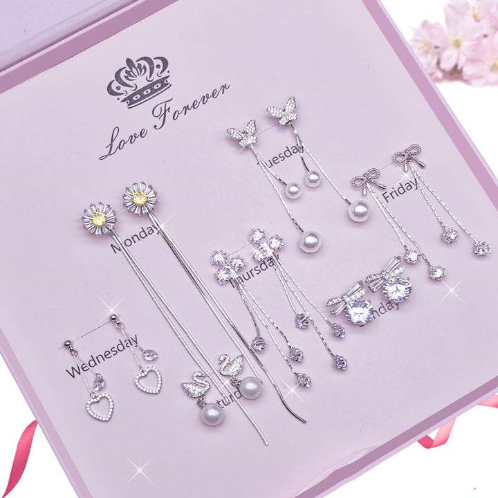 Women's Valentine's Day Sterling Silver Week Earrings – Gifts for Her — 1