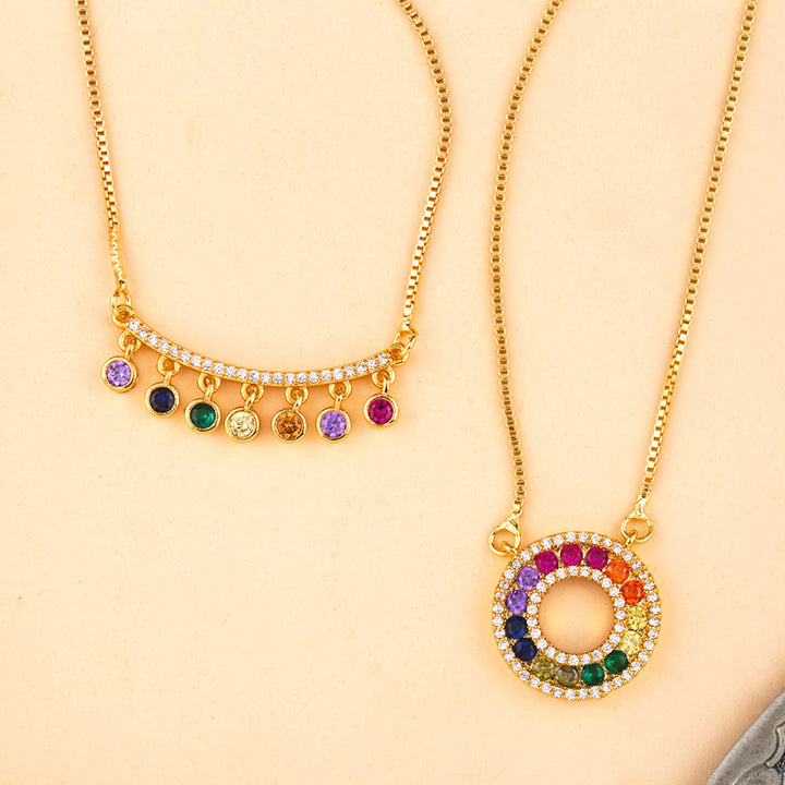 Pendant Geometric Round Curved Bar Necklace – Jewelry Gift Ideas — 1