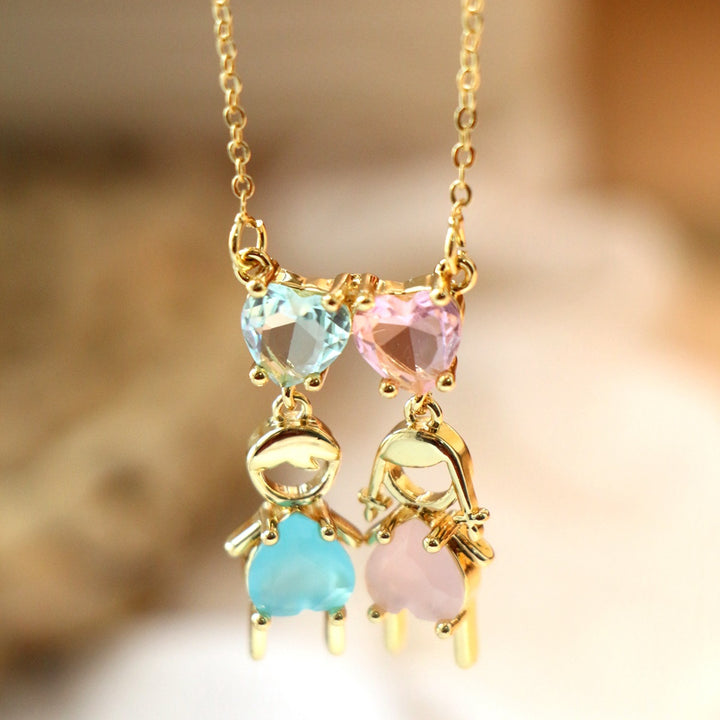Simple Love Boy Girl Zircon Necklace Valentine's Day – Gifts for Kids — 1