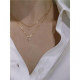 Womens Mini Cross Diamond Double Layer Necklace – Jewelry Gift Ideas — 7