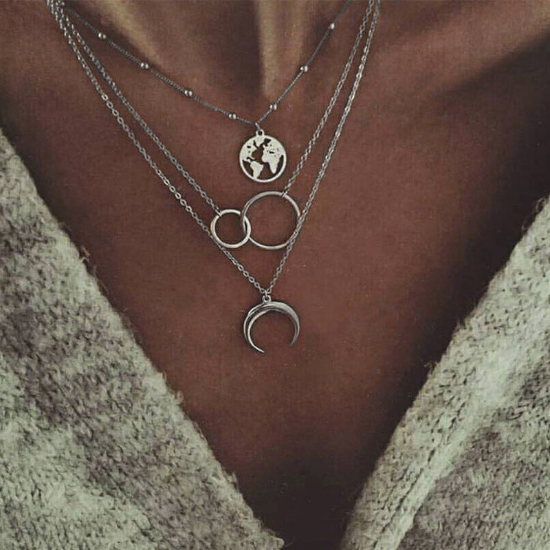 Fashionable Multilayer Boho Moon Map Necklace – Jewelry Gift Ideas — 1