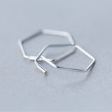 S925 Silver Earrings Female Sweet Hexagon – Gifts for Her — 3
