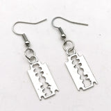 Razor Antique Silver Blade Pendant Earrings – Jewelry Gift Ideas — 4