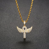 Zircon - Encrusted Angel Wing Cross Pendant – Jewelry Gift Ideas — 1