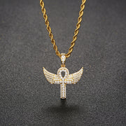 Zircon - Encrusted Angel Wing Cross Pendant – Jewelry Gift Ideas — 1