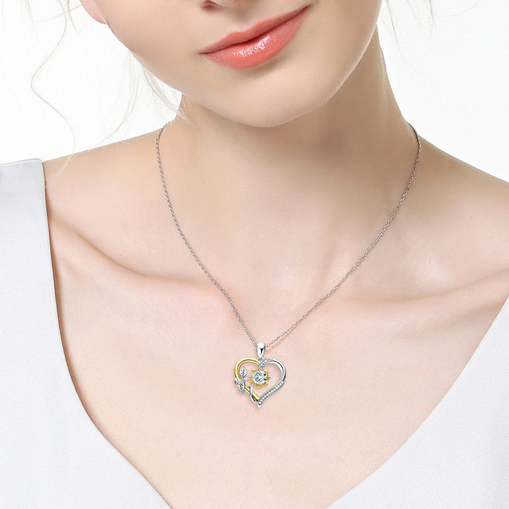 Color Separation Electroplated Heart Sunflower – Jewelry Gift Ideas — 1