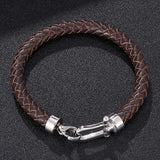 Men's Stainless Steel Leather Buckle Bracelet – Jewelry Gift Ideas — 1
