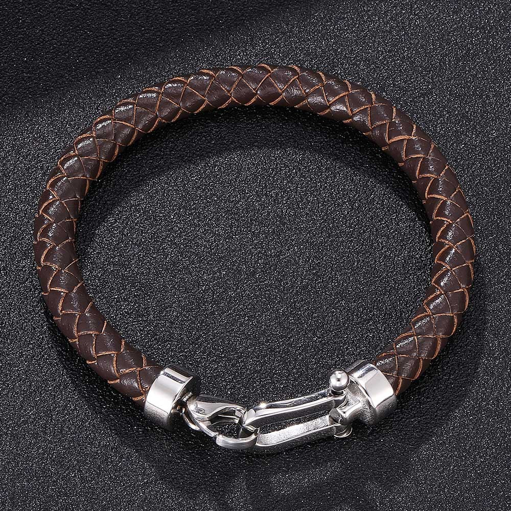 Men's Stainless Steel Leather Buckle Bracelet – Jewelry Gift Ideas — 1