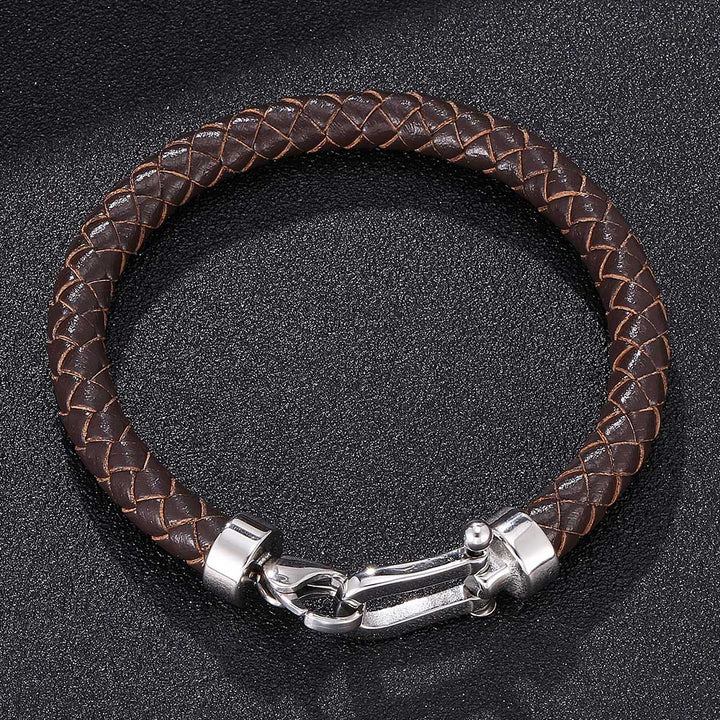 Men's Stainless Steel Leather Buckle Bracelet – Jewelry Gift Ideas — 1