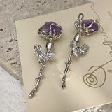 Women's Purple Ore Rose Earrings – Gifts for Her — 1