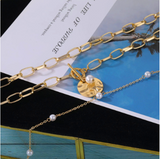 Vintage Chain Inlaid Pearl Disc Pendant Necklace – Jewelry Gift Ideas — 6