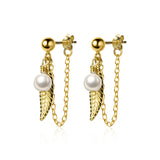 Beads Synthetic Pearl Ears Leaves Earrings – Meaningful Gifts — 1
