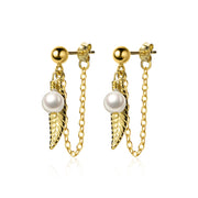 Beads Synthetic Pearl Ears Leaves Earrings – Meaningful Gifts — 1