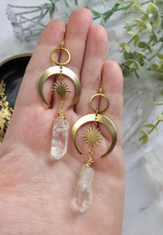 Women's Natural Crystal Hexagon Post Earrings – Gifts for Her — 1