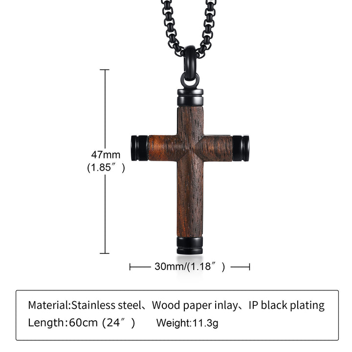 Titanium Steel Pear Flower Wood Cross Pendant – Jewelry Gift Ideas — 2