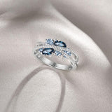 Creative New X-shaped Hollow Sea Blue Zircon Ring – Small Gift Ideas — 5