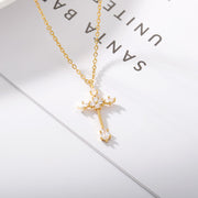 Ornament Copper Inlaid Zircon Cross Necklace Men – Jewelry Gift Ideas — 1