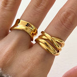 Irregular Highlight Line Crossing Ring – Everyday Gifts — 7