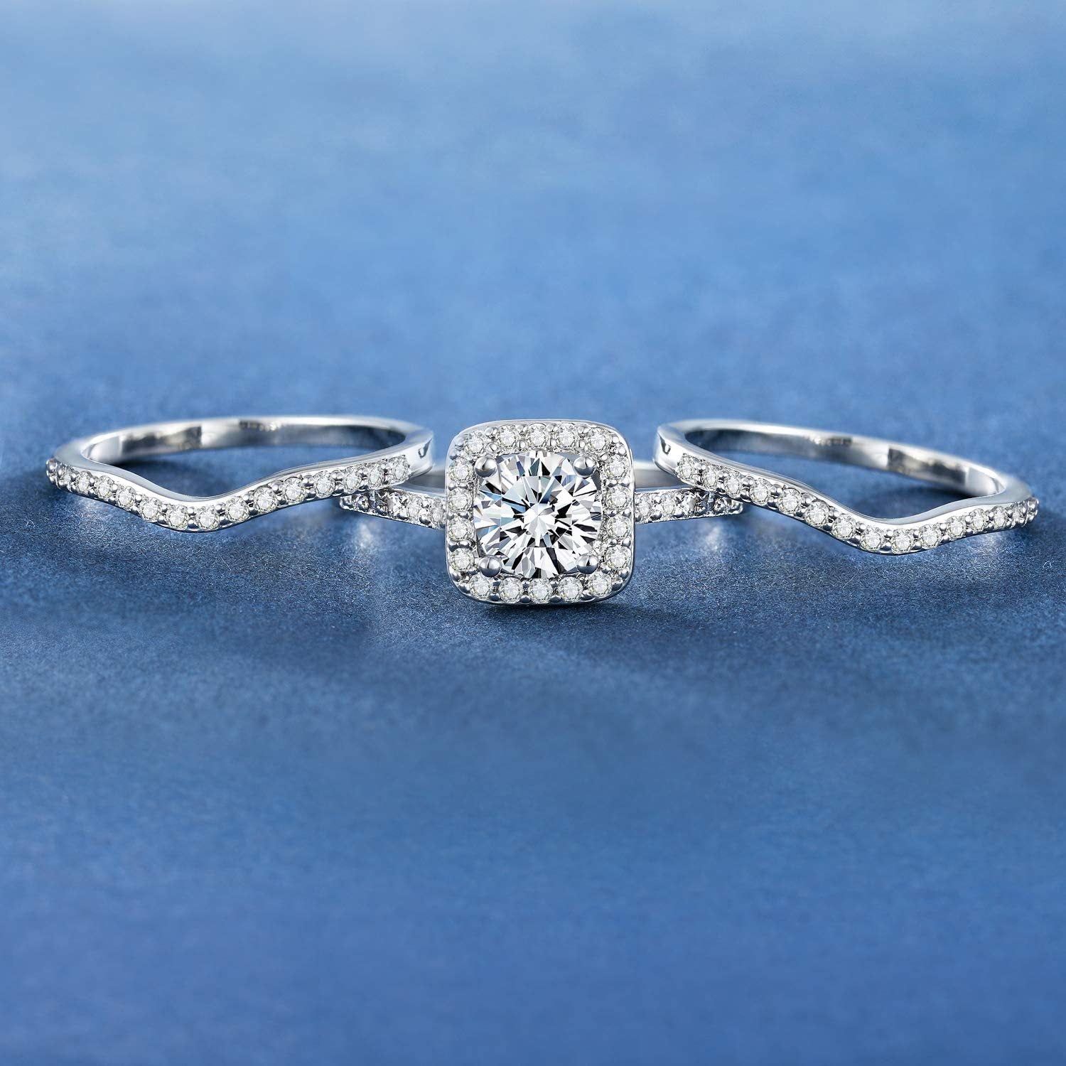 Stackable White Gold Plated Square Zircon – Thoughtful Gifts — 1