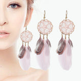 Women's Dream Catcher Flower Braided Feather Earrings – Gifts for Her — 6
