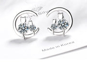 Women's Sweet Single Diamond Cat Ear Studs – Gifts for Her — 4