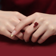Women's S925 Sterling Silver Cinnabar Ring Niche – Gifts for Her — 7