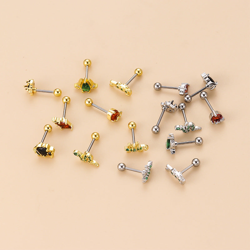 Colorful Zircon Gecko Snake-shaped Mini Animal Ear – Stylish Gifts — 1