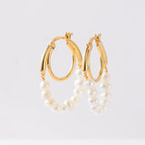 Women's Natural Pearl Ring Earrings – Gifts for Her — 2