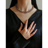 Chinese Style Grey Natural Agate Beaded Necklace – Jewelry Gift Ideas — 2