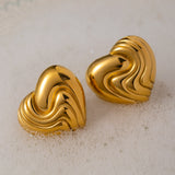 18k Gold Stainless Steel Textured Heart – Special Occasion Gifts — 4