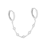 Sterling Silver Pentagram Diamond Chain Tassel Stud – Birthday Gifts — 7