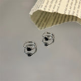 Black Love Heart Earrings Female Summer Ear Clip – Gifts for Her — 1