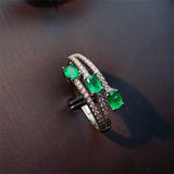 925 Silver Inlaid Natural Colombian Emerald Ring – Unique Gift Ideas — 5