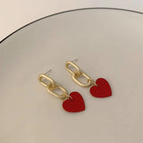 925 Silver Needle Frosted Matte Metal Red Love – Jewelry Gift Ideas — 3