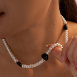 Women's Black Heart-shaped Glass Pearl Necklace – Jewelry Gift Ideas — 8