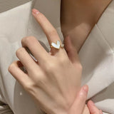 White Love Ring Microinlaid Zircon Opening Ring – Gifts for Couples — 1