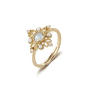 Vintage Openwork Pearl Ring Natural Moonstone – Thoughtful Gifts — 3
