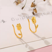 S925 Silver Harbor Style Retro Tulip Ear Hook – Stylish Gifts — 2