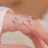 Flower Leaf Transfer Beads Zircon Ear Ring – Special Occasion Gifts — 1