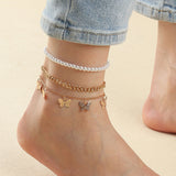 Retro Hip Hop Chain Pearl Simple Butterfly Anklet – Surprise Gifts — 1