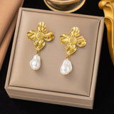 Metal Flower Pearl Pendant And Earrings Set – Jewelry Gift Ideas — 2