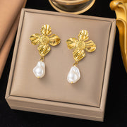 Metal Flower Pearl Pendant And Earrings Set – Jewelry Gift Ideas — 2