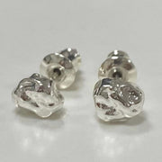 Irregular Texture Silver Volcanic Lava Ore Stud – Meaningful Gifts — 1