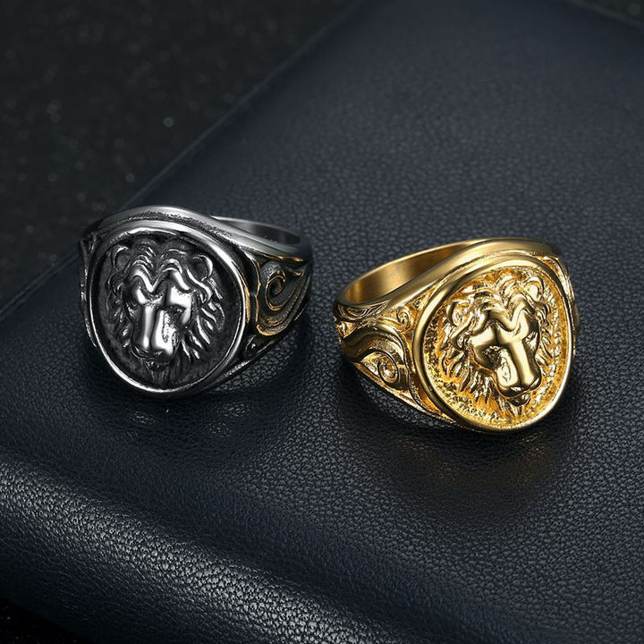 Vacuum Gold Plated Lion's Head Men's Ring – Gifts for Him — 1