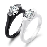 Fashion Ceramic Titanium Steel Inlaid Zirconium Ring – Stylish Gifts — 3