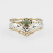 Vintage Leaf Carving Natural Green Chalcedony Ring – Unique Gift Ideas — 6