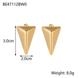 Minimalist Titanium Steel Ear Studs Triangle Oval – Stylish Gifts — 16