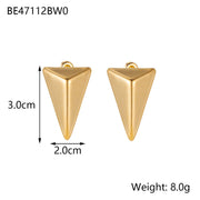 Minimalist Titanium Steel Ear Studs Triangle Oval – Stylish Gifts — 16